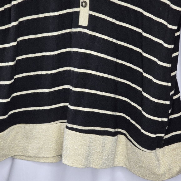When Black and Gold Stripe Slim Fit Henley Top Made in Italy Size Large - Picture 5 of 7